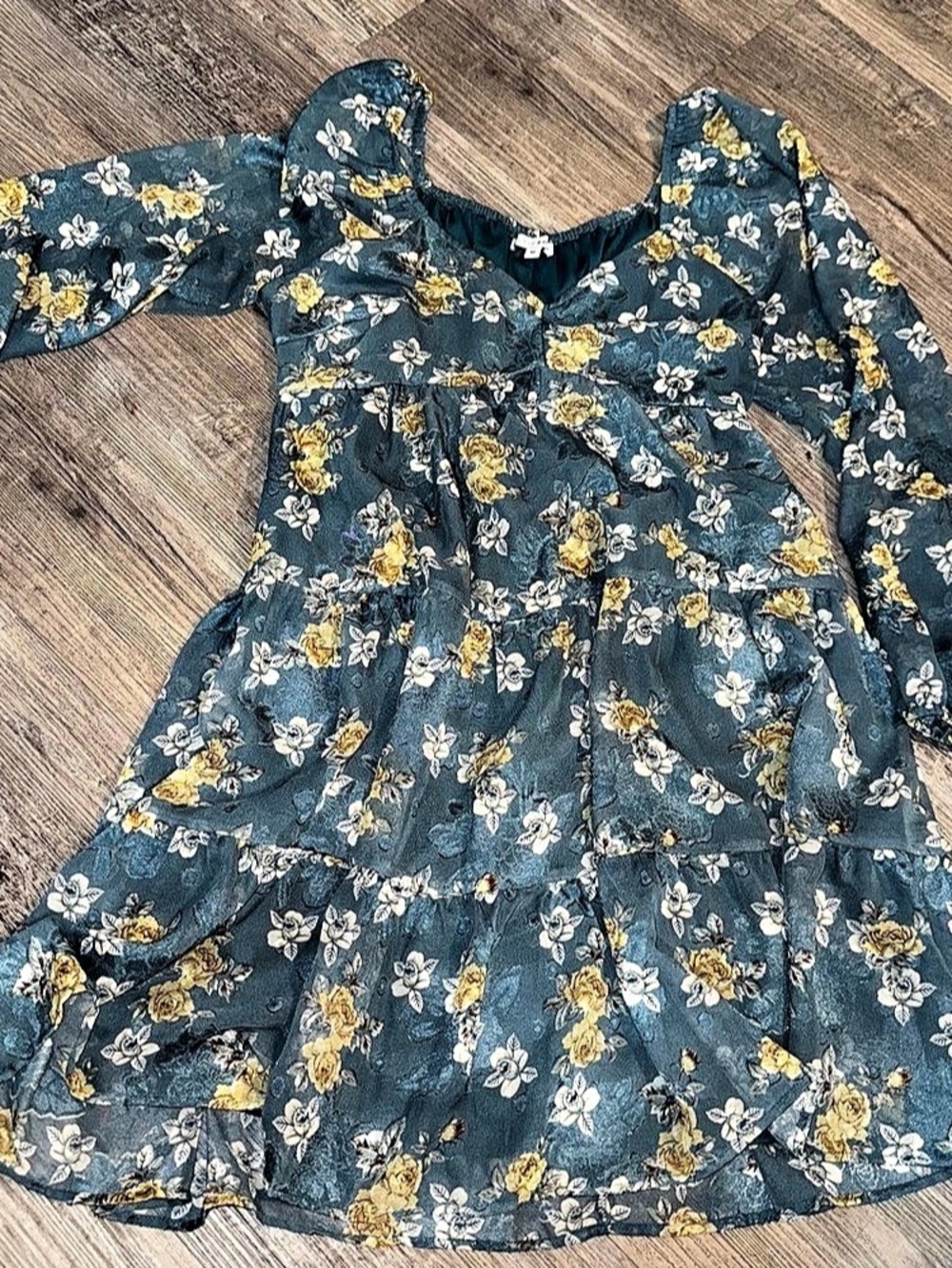 Baltic Born Floral Mini Dress in Blue & Yellow Size Medium